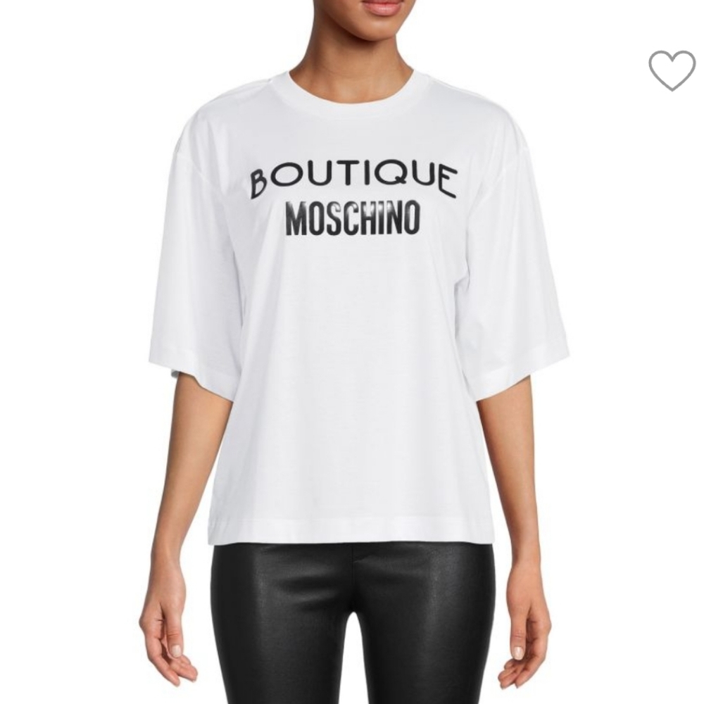 Boutique Moschino white tee with black letters